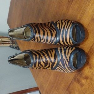 Zebra print cow hair & leather heels